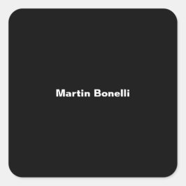 Aangepaste naam Minimalist Modern Zwart Wit Vierkante Sticker