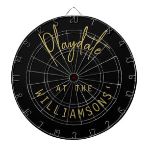 Aangepaste naam Minimalistisch Black Gold Playdate Dartbord