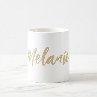 Aangepaste naam Minimalistisch Gold White Coffee-M Koffiemok