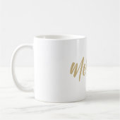 Aangepaste naam Minimalistisch Gold White Coffee-M Koffiemok (Links)