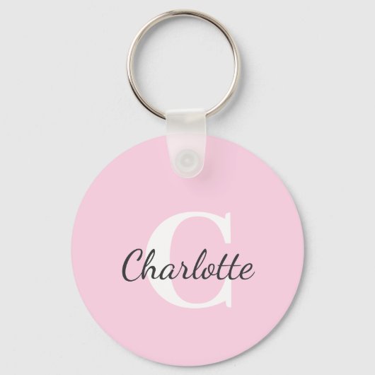 Aangepaste naam Minimalistisch monogram Sleutelhanger (Voorkant)