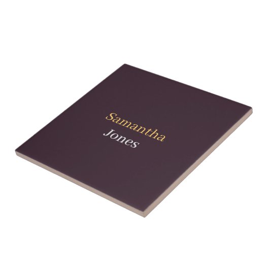 Aangepaste naam minimalistische moderne bordeauxro tegeltje (Zijkant)