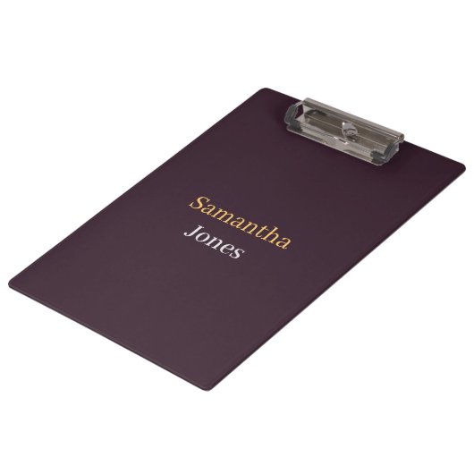 Aangepaste naam minimalistische moderne wijnrood klembord (Gekanteld)