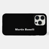 Aangepaste naam minimalistische moderne zwart-wit iPhone hoesje (Achterkant horizontaal)