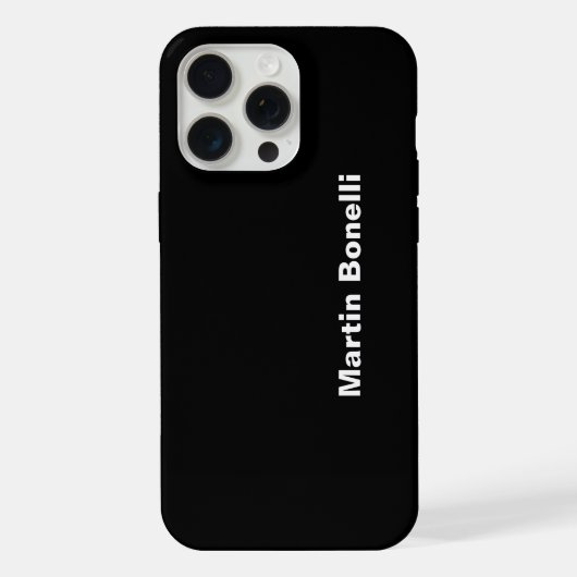 Aangepaste naam minimalistische moderne zwart-wit iPhone hoesje (Achterkant)