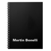 Aangepaste naam minimalistische moderne zwart-wit notitieboek (Voorkant)