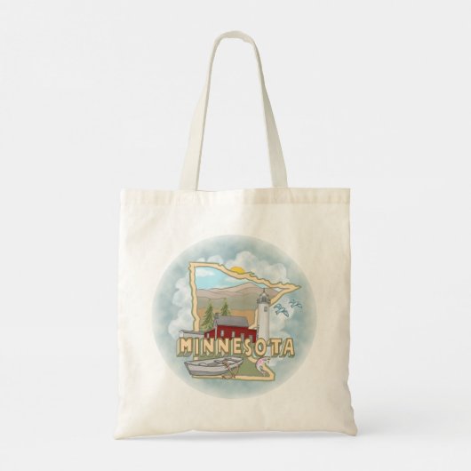 Aangepaste naam Minnesota Lighthouse Tote Bag (Achterkant)