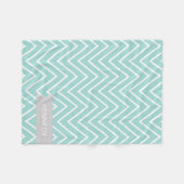 Aangepaste naam Mint Green Gray Chevron Pattern Fleece Deken (Voorkant (Horizontaal))