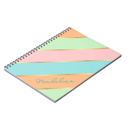Aangepaste naam Mint Green Turquoise Blue Pink Str Notitieboek (Linkerzijde)