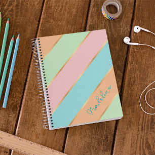 Aangepaste naam Mintgroen Turquoise Blauw Roze Str Notitieboek