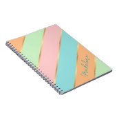 Aangepaste naam Mintgroen Turquoise Blauw Roze Str Notitieboek (Rechterzijde)