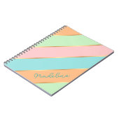 Aangepaste naam Mintgroen Turquoise Blauw Roze Str Notitieboek (Linkerzijde)