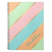 Aangepaste naam Mintgroen Turquoise Blauw Roze Str Notitieboek (Voorkant)