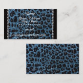 Aangepaste naam mistblauw glitter leopard print visitekaartje (Voorkant / Achterkant)