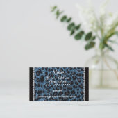 Aangepaste naam mistblauw glitter leopard print visitekaartje (Staand voorkant)