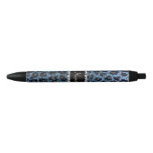 Aangepaste naam mistblauw glitter leopard print zwarte inkt pen (Voorkant)