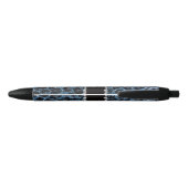 Aangepaste naam mistblauw glitter leopard print zwarte inkt pen (Achterkant)