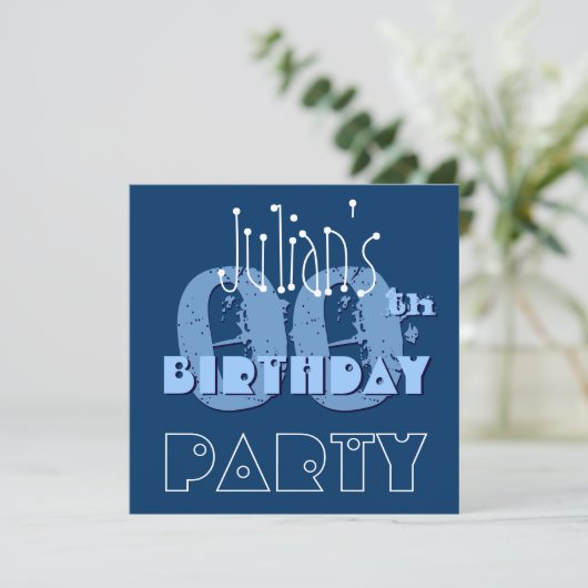 Aangepaste naam Modern 00th Birthday Blue Sjabloon Kaart (Staand voorkant)