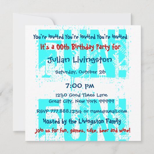 Aangepaste naam Modern 00th Birthday Blue Sjabloon Kaart (Achterkant)