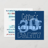 Aangepaste naam Modern 30e Birthday Blue Sjabloon Kaart (Voorkant / Achterkant)