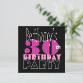 Aangepaste naam Modern 30e verjaardag Roze zwart S Kaart (Staand voorkant)
