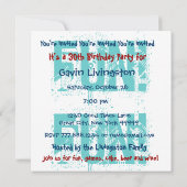 Aangepaste naam Modern 30th Birthday Huesof Blue Kaart (Achterkant)