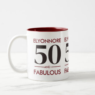 Aangepaste naam Modern 50 En Fabulous Kerswijn  Tweekleurige Koffiemok
