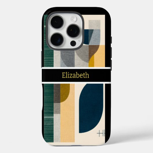 Aangepaste naam modern abstract geometrisch marmer Case-Mate iPhone case (Achterkant)