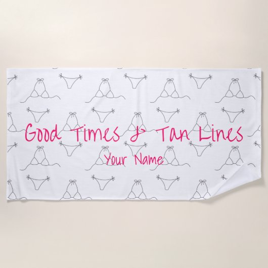 Aangepaste naam Modern Bikini Pattern Strandlaken (Voorkant)