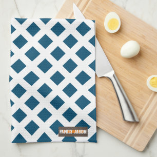 Aangepaste naam modern blauw, wit, stijlvol patroo theedoek