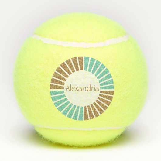 Aangepaste naam Modern Blauwgroen Tennisballen (Achterkant)