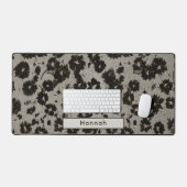 Aangepaste naam Modern Bloemgrijs Zwart Bureaumat (Keyboard & Muis)
