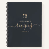 Aangepaste naam Modern Elegant Script Recipe Notitieboek (Voorkant)
