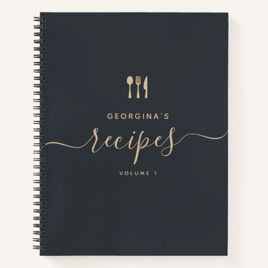 Aangepaste naam Modern Elegant Script Recipe Notitieboek (Voorkant)