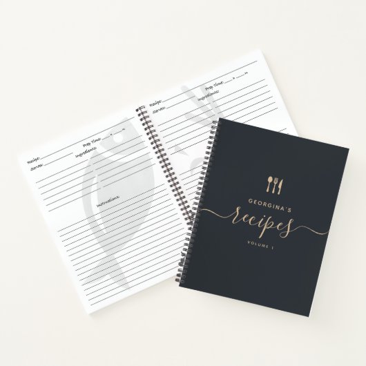 Aangepaste naam Modern Elegant Script Recipe Notitieboek (Binnen)