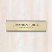 Aangepaste Naam Modern Elegant Zwart & Goud Glamou Deurbordje (Voorkant)