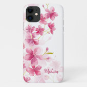 Aangepaste naam| Modern Floral Cherry Blossom Patt Case-Mate iPhone Case (Achterkant)