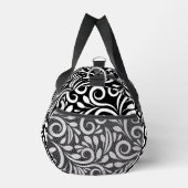 Aangepaste naam Modern Floral Elegant Zwart & Wit Plunjezak (Rechts)