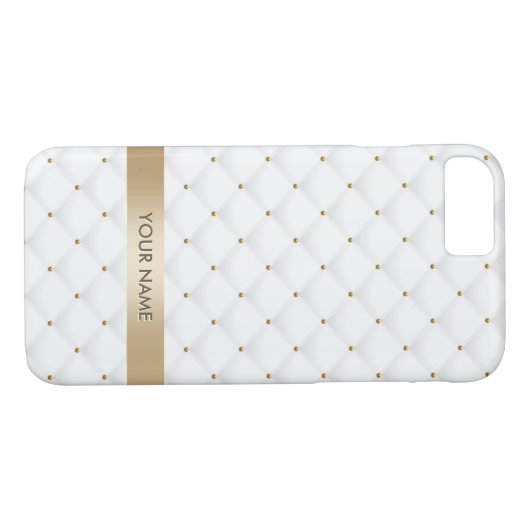 Aangepaste naam modern Gold & White Pattern Case-Mate iPhone Case (Achterkant (Horizontaal))