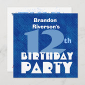 Aangepaste naam Modern Kind 12e verjaardag Blauw C Kaart (Voorkant / Achterkant)