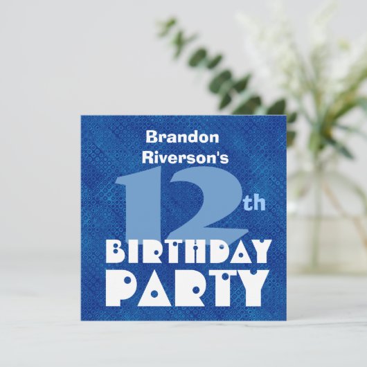 Aangepaste naam Modern Kind 12e verjaardag Blauw C Kaart (Staand voorkant)