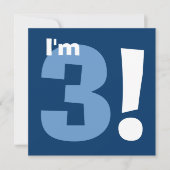 Aangepaste naam Modern Kind 3e verjaardag Blauw Kaart (Voorkant)