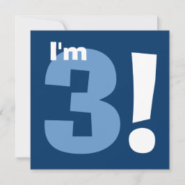 Aangepaste naam Modern Kind 3e verjaardag Blauw Kaart