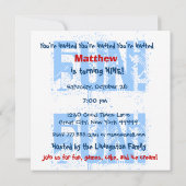 Aangepaste naam Modern Kinder 9th Birthday Blue W6 Kaart (Achterkant)