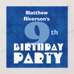 Aangepaste naam Modern Kinder 9th Birthday Blue W6 Kaart