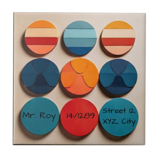 Aangepaste naam Modern Mid Century Geometrisch pat Tegeltje (Voorkant)