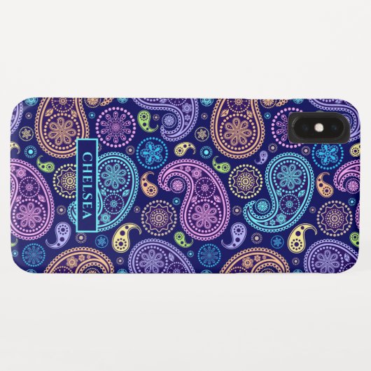 Aangepaste naam modern Paisley Pattern Case-Mate iPhone Case (Achterkant (horizontaal))