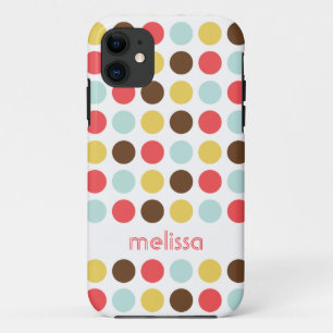 Aangepaste naam modern polka stip kleurig patroon iPhone 11 hoesje
