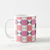 Aangepaste naam modern roze & zwart geometrisch ch koffiemok (Links)