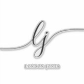 Aangepaste naam Modern Script Initialen Laptop Sticker (Voorkant)